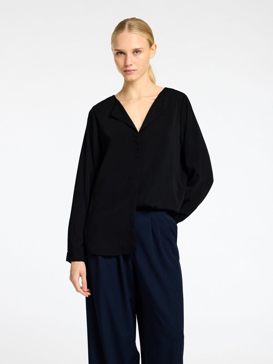 Selected LONG SLEEVED SHIRT, Black, highres - 16095536_Black_003.jpg