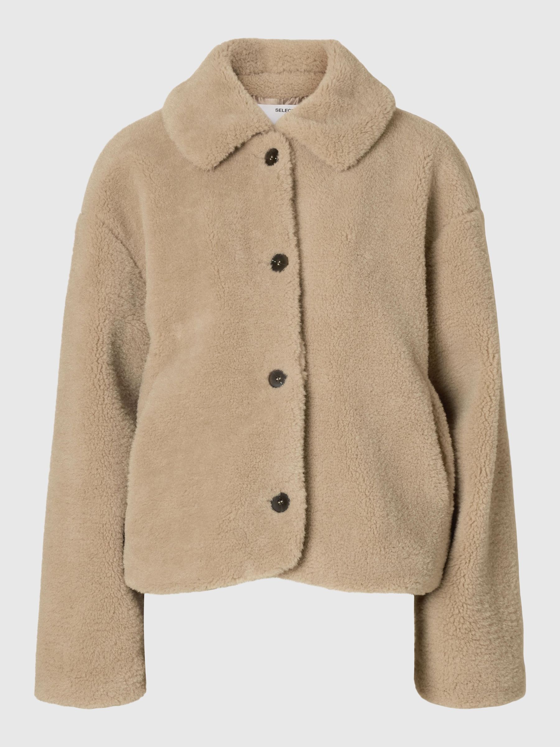 SHORT TEDDY JACKET Brown SELECTED FEMME