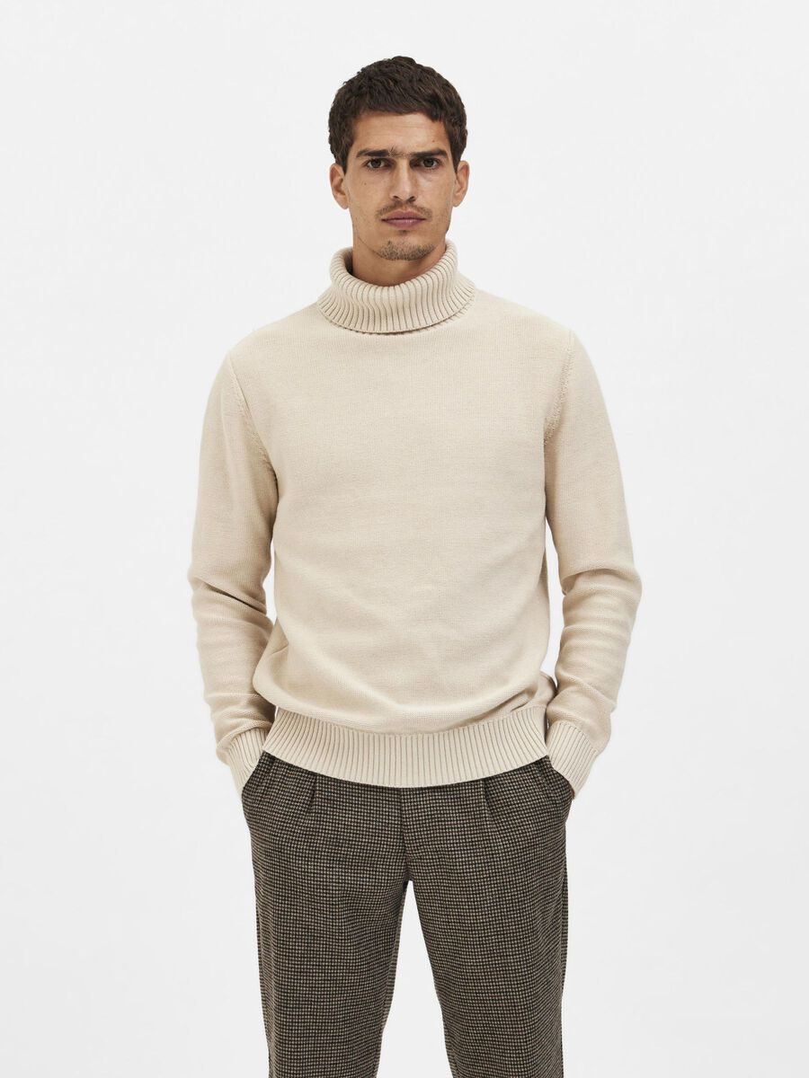 Selected ROLLKRAGEN PULLOVER, Oatmeal, highres - 16086644_Oatmeal_003.jpg