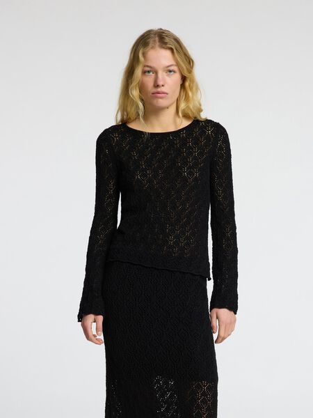 Selected LONG SLEEVED KNITTED TOP, Black, highres - 16097232_Black_003.jpg