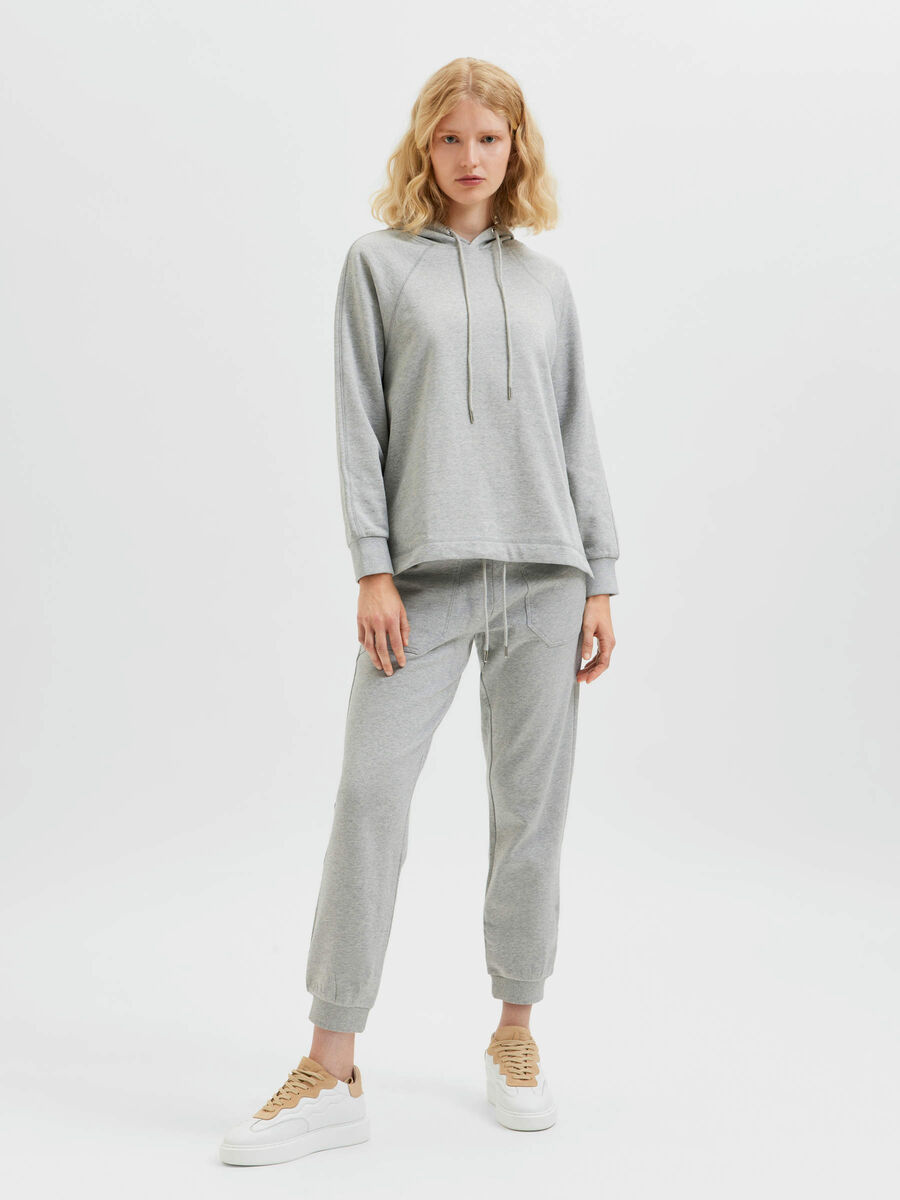 Selected PETITE STICKAD HUVA HOODIE, Light Grey Melange, highres - 16082450_LightGreyMelange_005.jpg