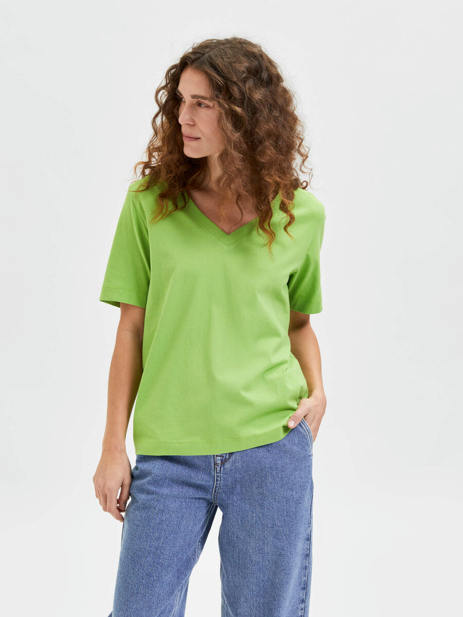 Selected COL EN V T-SHIRT, Greenery, highres - 16065932_Greenery_003.jpg