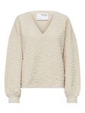 Selected STRUKTURERAD V-RINGAD BLOMMÖNSTER SWEATSHIRT, Sandshell, highres - 16078314_Sandshell_001.jpg