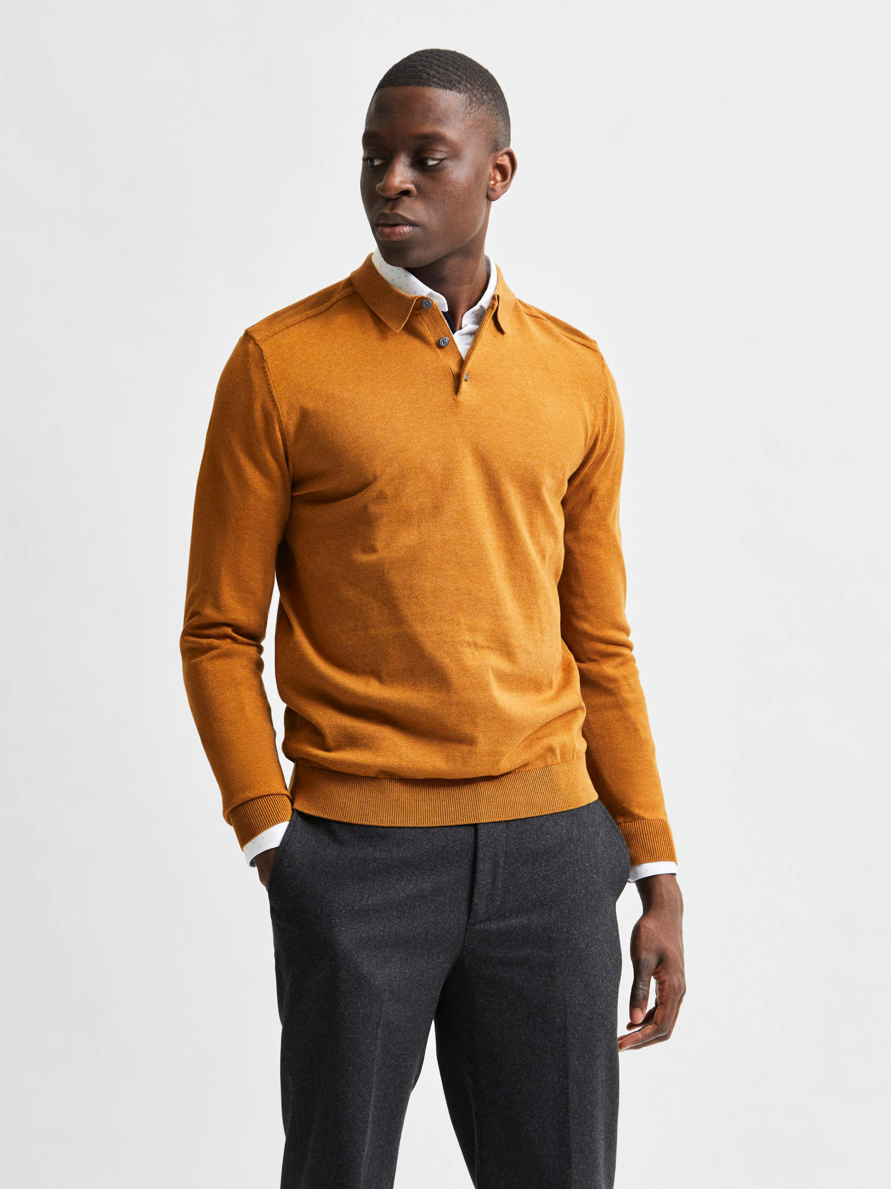 PIMA COTTON JUMPER Beige SELECTED HOMME