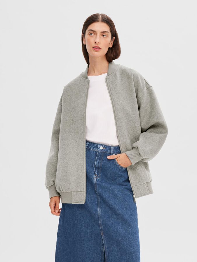 OVERSIZED BOMBER JACKET | Grey | SELECTED FEMME® 