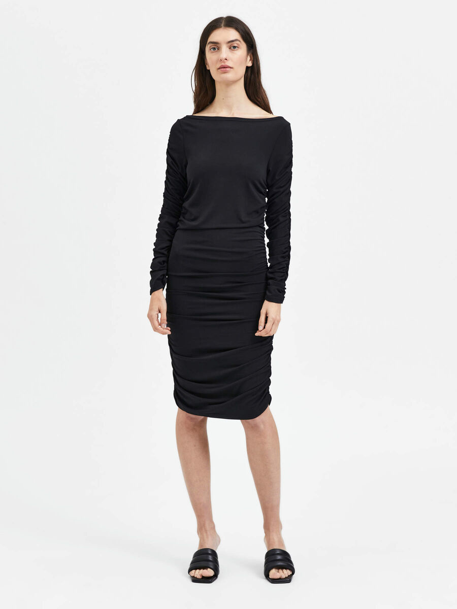 Selected RUCHES MIDI JURK, Black, highres - 16086308_Black_003.jpg