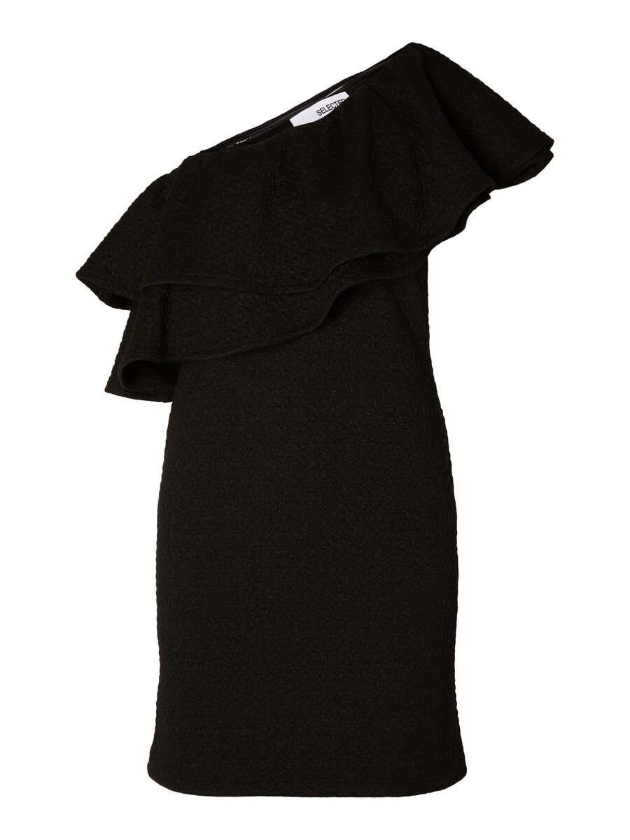 Selected ONE SHOULDER MINI DRESS, Black, highres - 16093181_Black_1097511_001.jpg