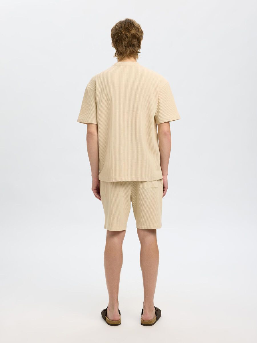 Selected RELAXED FIT WAFFELMUSTER T-SHIRT, Fog, highres - 16096331_Fog_004.jpg