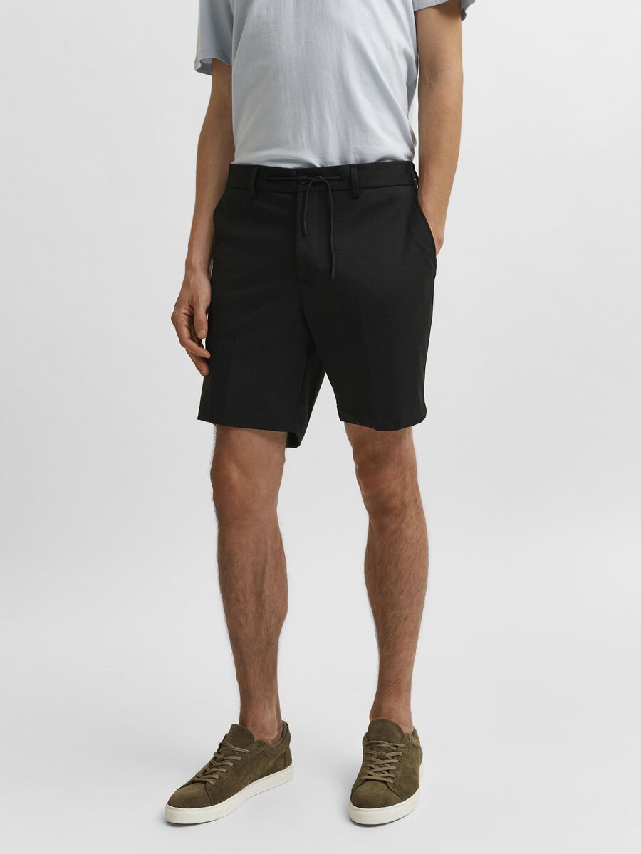 Selected TAILORED LOOK STRETCH CARGO SHORTS, Black, highres - 16079023_Black_003.jpg