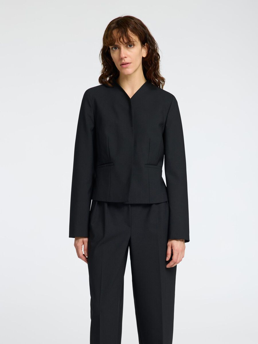 Selected NAUWSLUITEND WOLMIX BLAZER, Black, highres - 16097765_Black_003.jpg