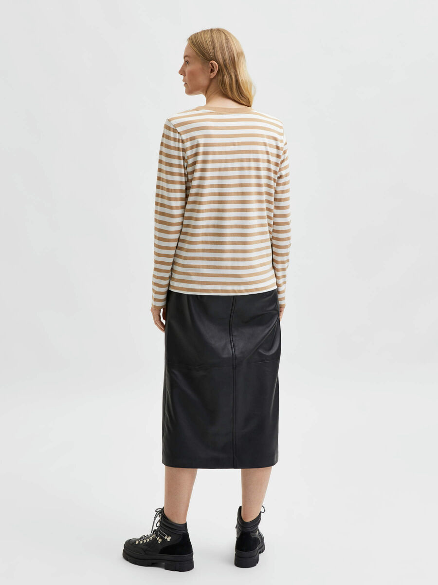 Selected STRIPED LONG-SLEEVED T-SHIRT, Tannin, highres - 16065930_Tannin_663046_004.jpg