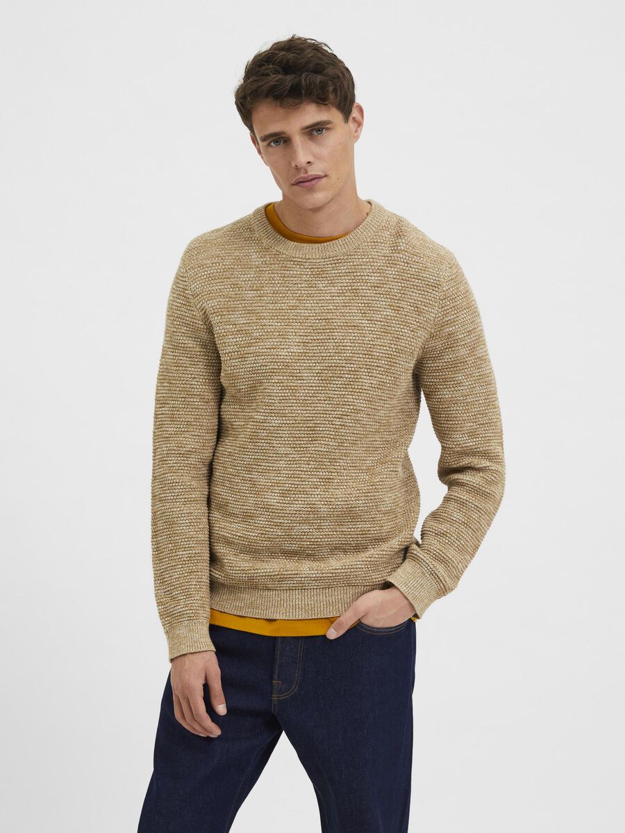 Selected CREW NECK STRIKKET PULLOVER, Kelp, highres - 16059390_Kelp_954849_003.jpg