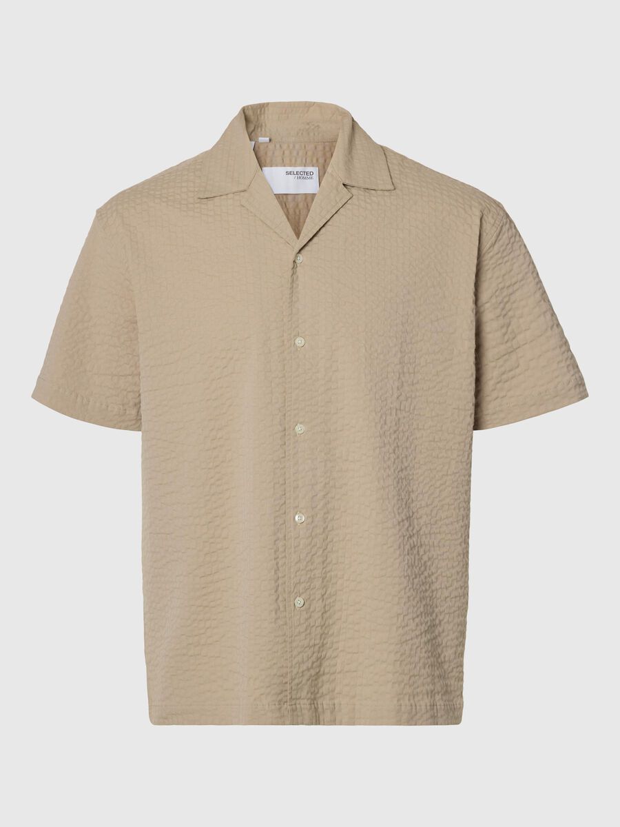 Selected SEERSUCKER SHORT SLEEVED SHIRT, Pure Cashmere, highres - 16097618_PureCashmere_001.jpg