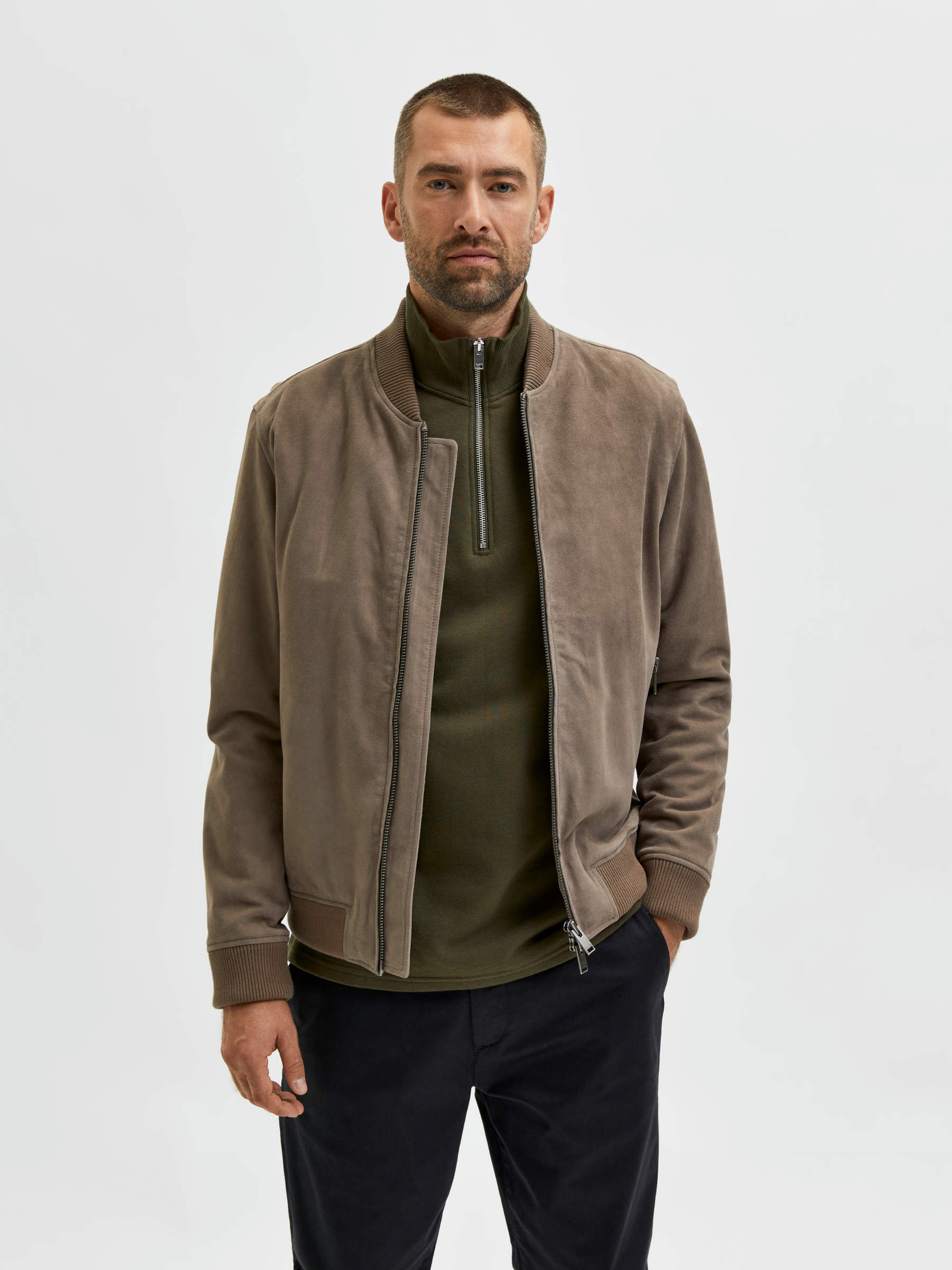 Selected homme suede deals bomber