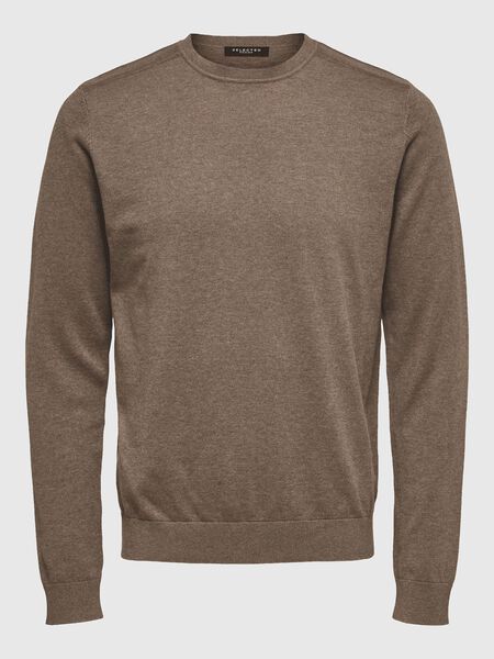 Selected LONG-SLEEVED KNITTED JUMPER, Teak, highres - 16074682_Teak_778122_001.jpg