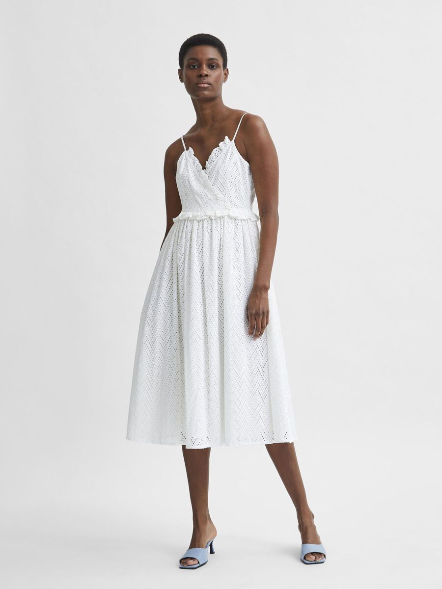 Selected ORGANIC COTTON BRODERIE ANGLAISE STRAP DRESS, Snow White, highres - 16079090_SnowWhite_003.jpg