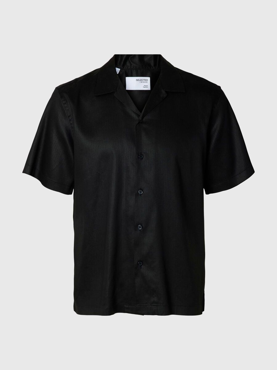 Selected PRINTET KORTÆRMET SKJORTE, Black, highres - 16093915_Black_001.jpg