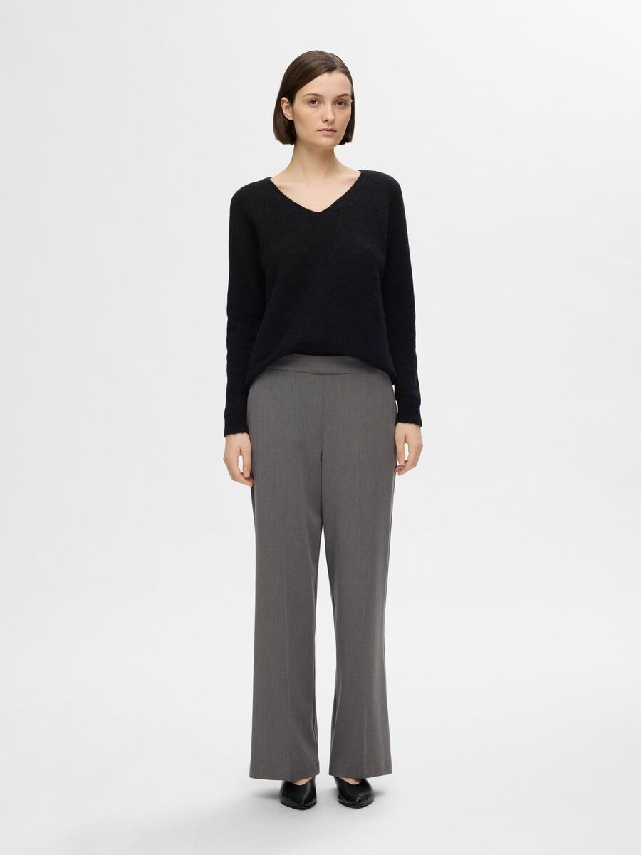 Selected WOOL BLEND V NECK PULLOVER, Black, highres - 16094268_Black_005.jpg