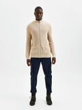 Selected KNITTED ZIP UP CARDIGAN, Oatmeal, highres - 16081845_Oatmeal_005.jpg