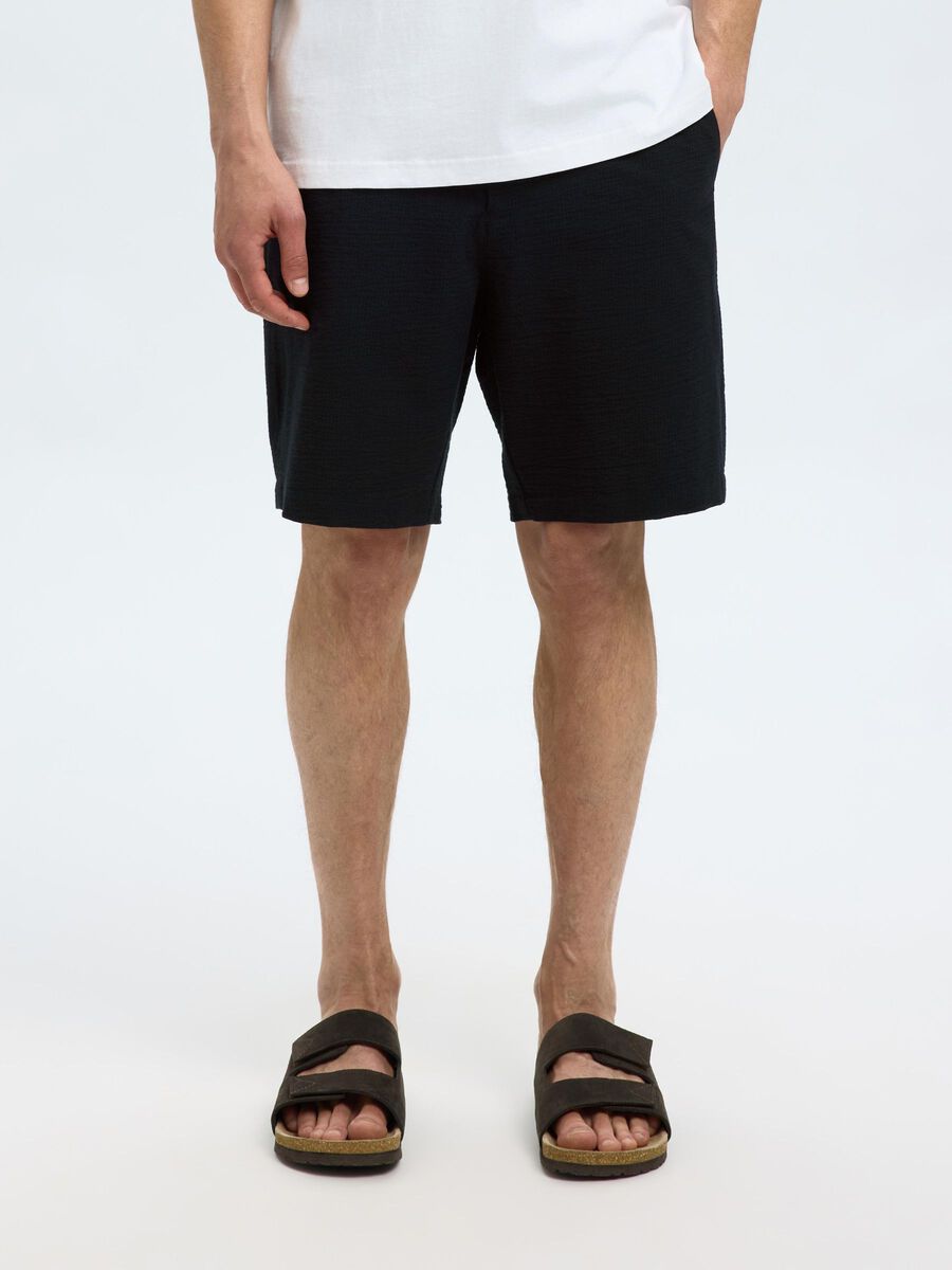 Selected SEERSUCKER SHORT, Black, highres - 16092367_Black_003.jpg