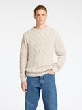 Selected CABLE KNIT CREW NECK JUMPER, Oatmeal, highres - 16094503_Oatmeal_003.jpg