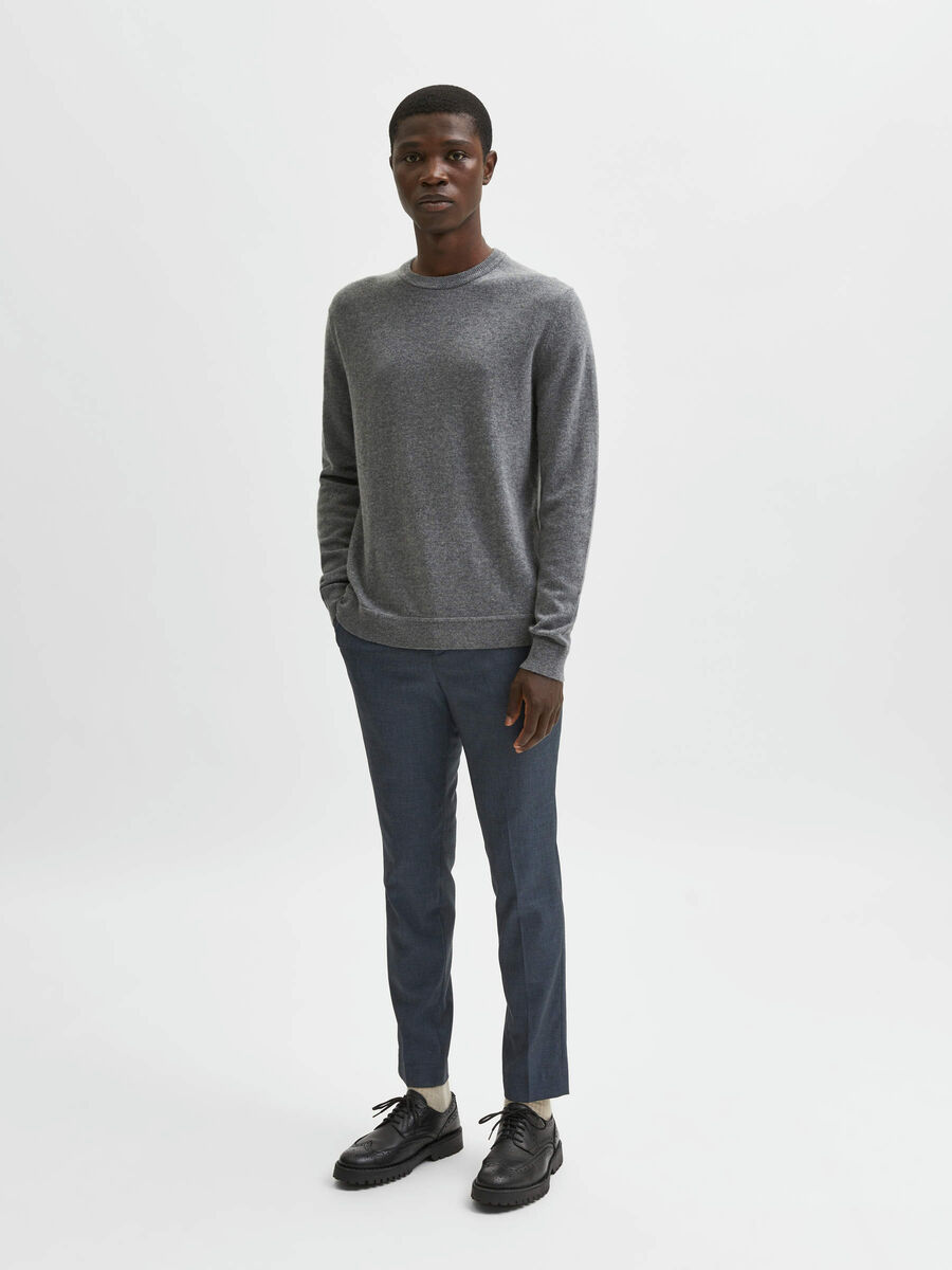 Selected CASHMERE BLEND KNITTED PULLOVER, Medium Grey Melange, highres - 16081104_MediumGreyMelange_005.jpg