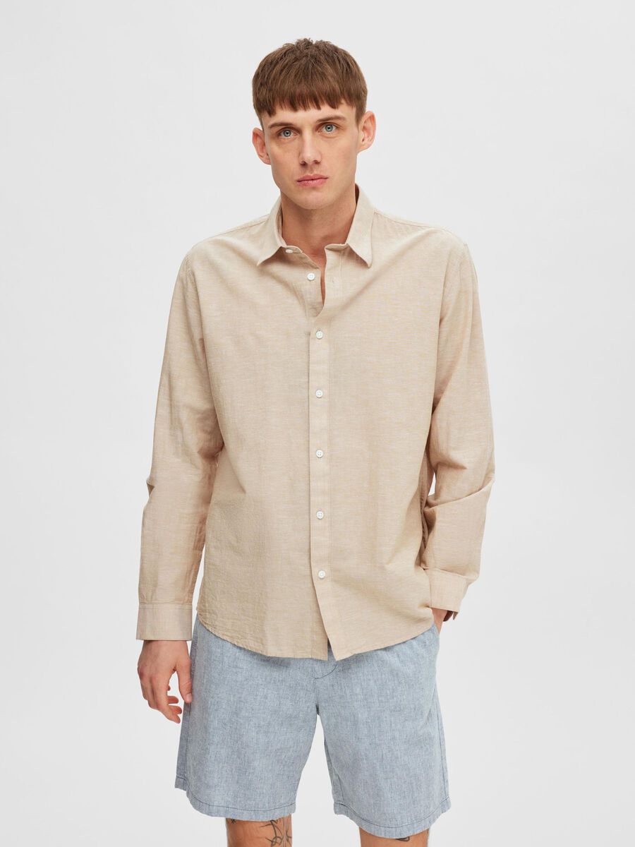 Selected LONG SLEEVED REGULAR FIT LINEN SHIRT, Kelp, highres - 16079052_Kelp_003.jpg