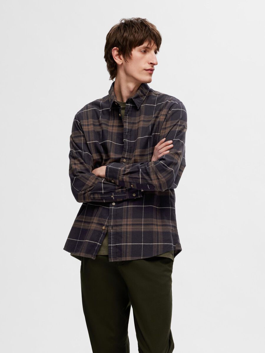 Selected FLANNEL SHIRT, Black, highres - 16091358_Black_1124439_003.jpg