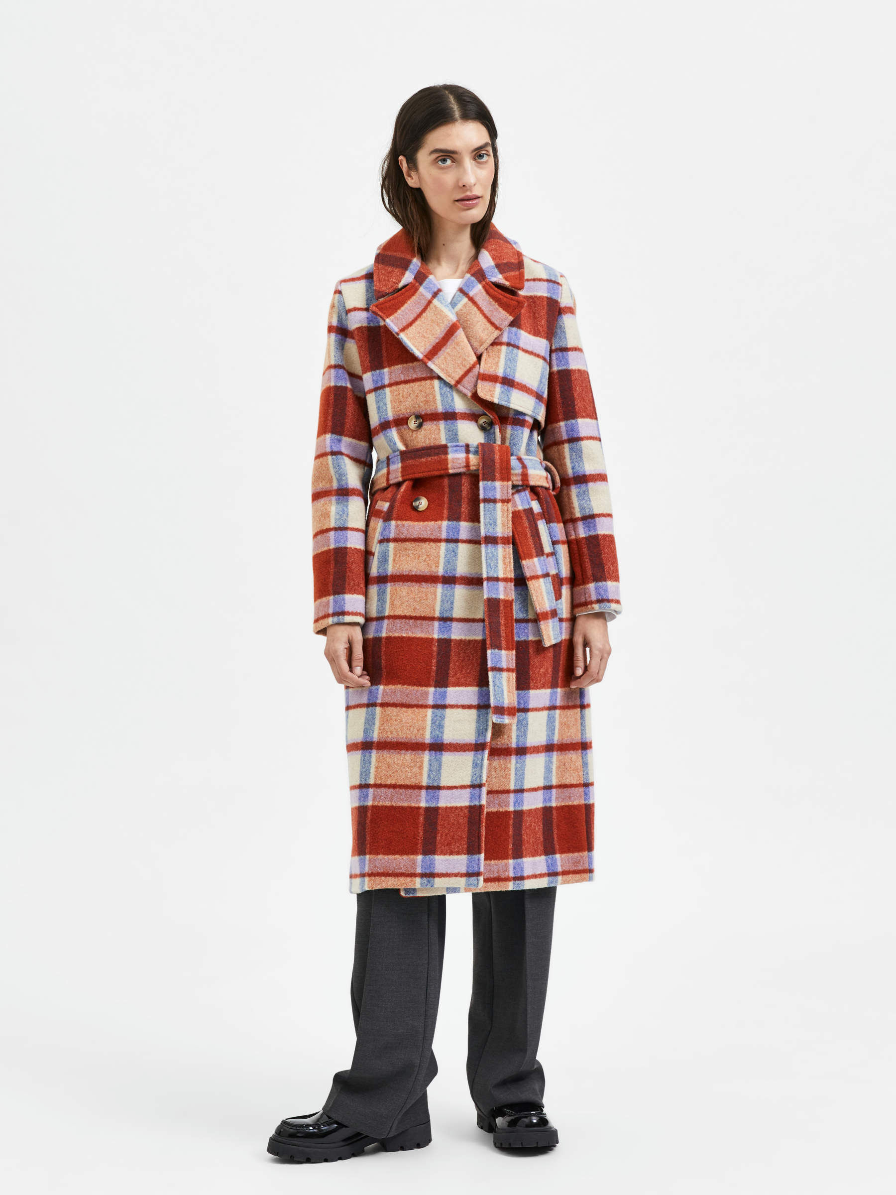 PLAID WOOL COAT Brown SELECTED FEMME