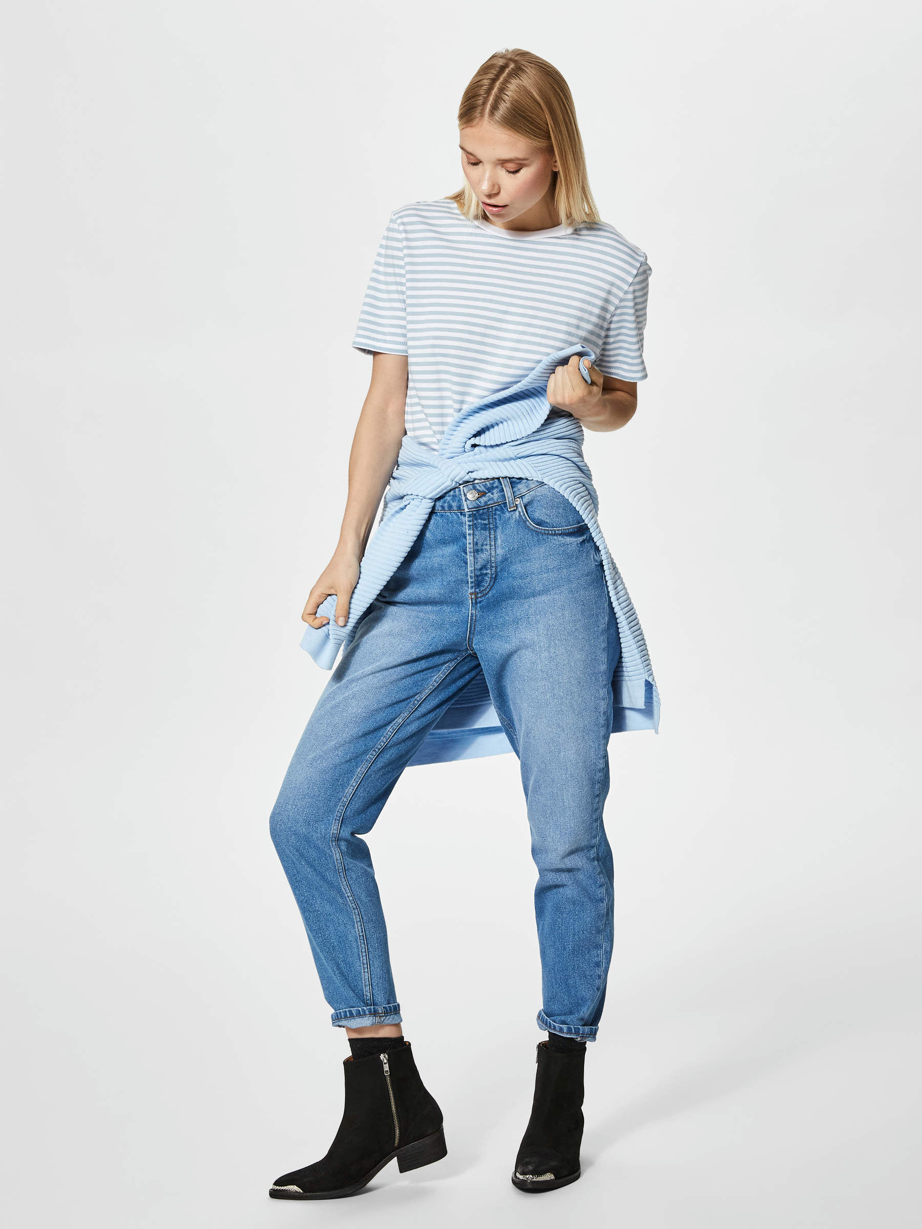 HIGH WAIST MOM JEANS Blue SELECTED FEMME