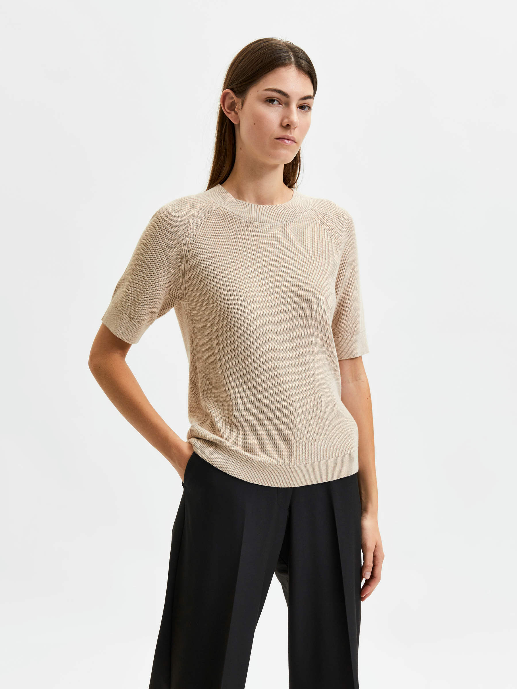 Gebreide top korte mouw best sale