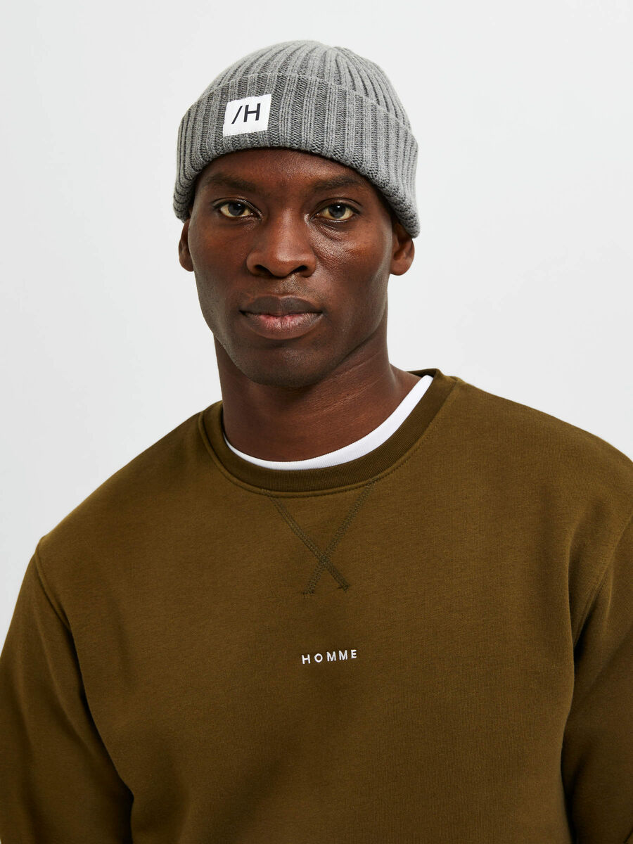 Selected ORGANIC COTTON RIB BEANIE, Medium Grey Melange, highres - 16080466_MediumGreyMelange_003.jpg