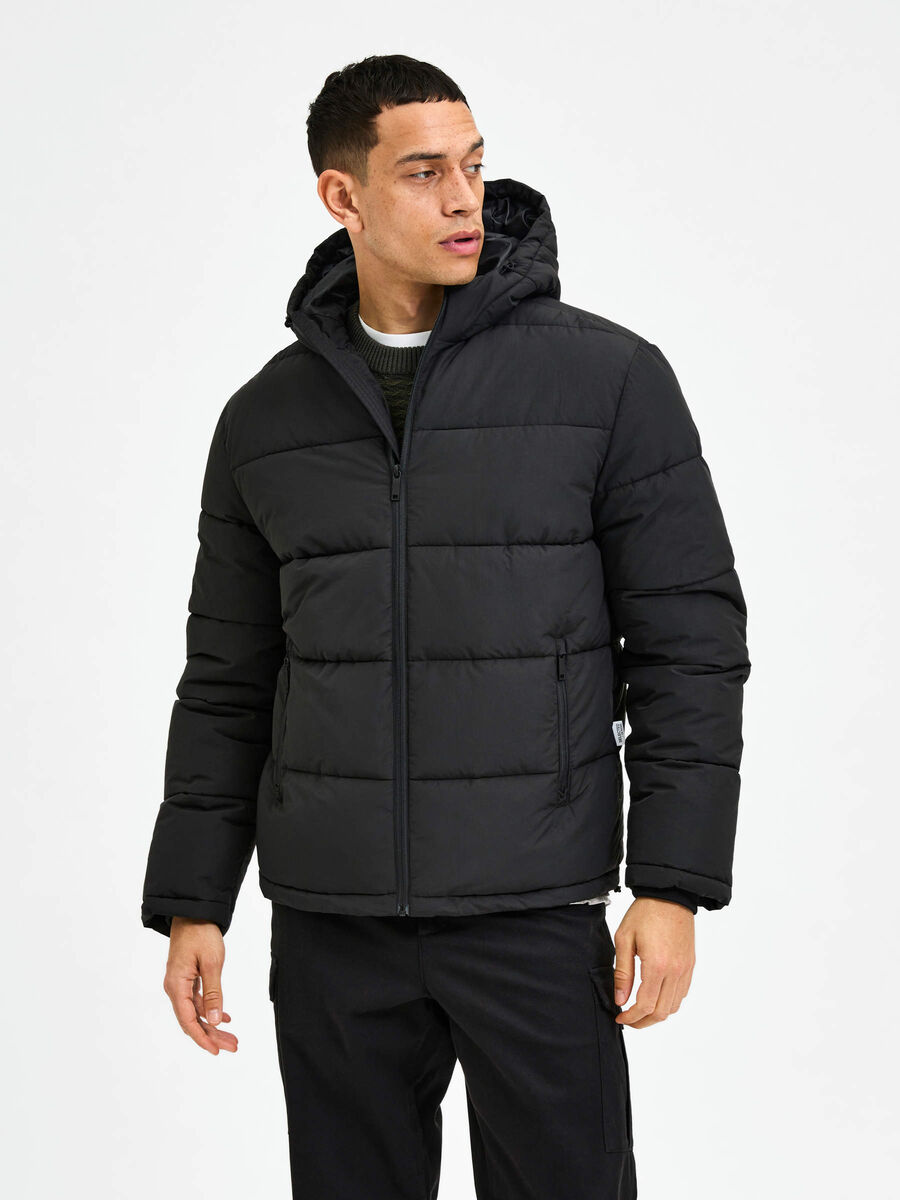 Selected PADDED PUFFER JACKET, Black, highres - 16084886_Black_003.jpg