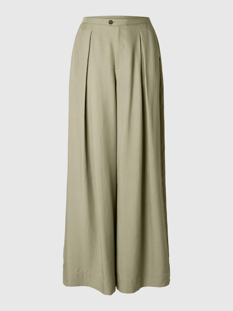 Selected MID WAIST WIDE-LEG TROUSERS, Vetiver, highres - 16096915_Vetiver_001.jpg