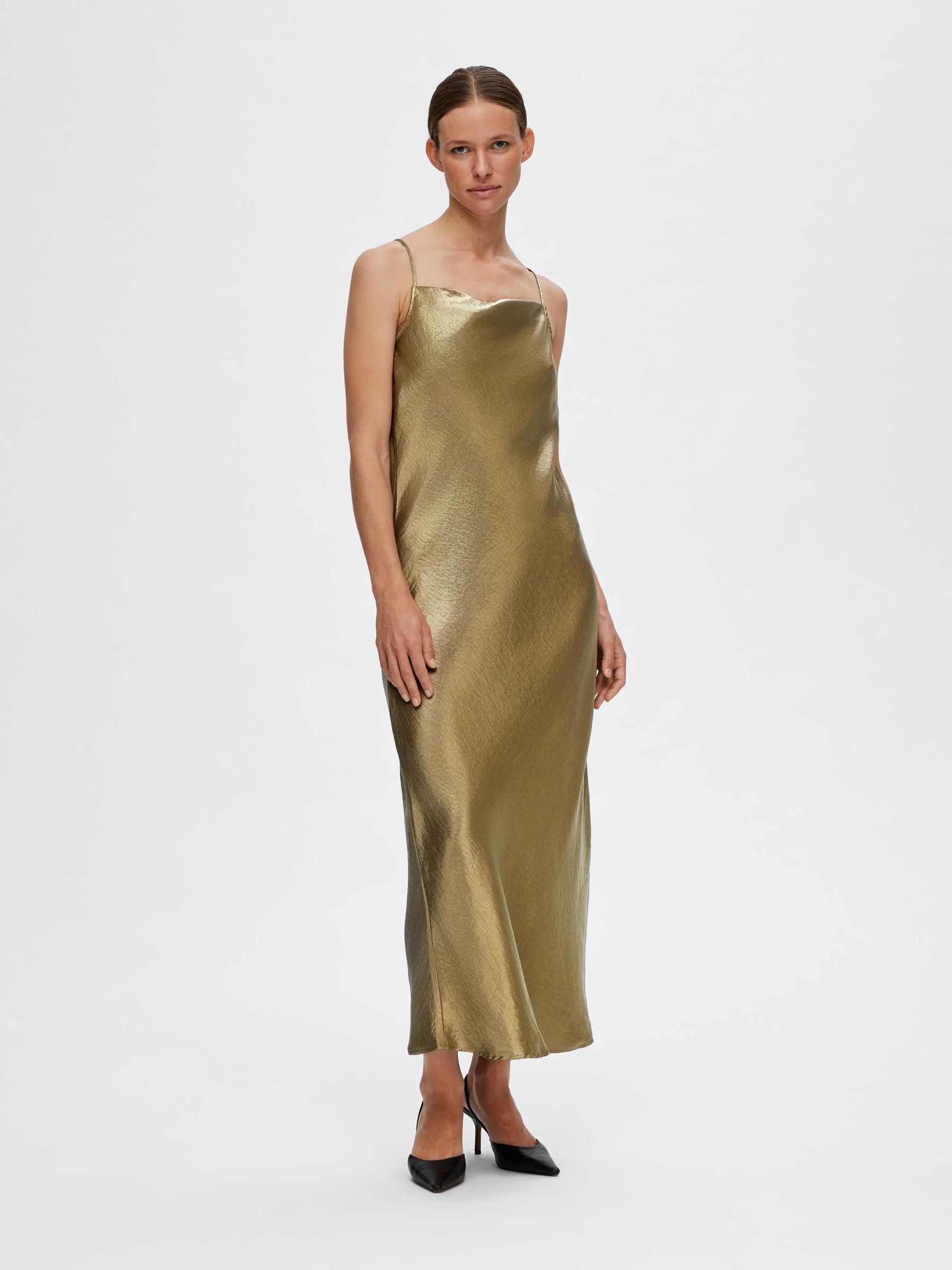 Satin slip sale dress gold