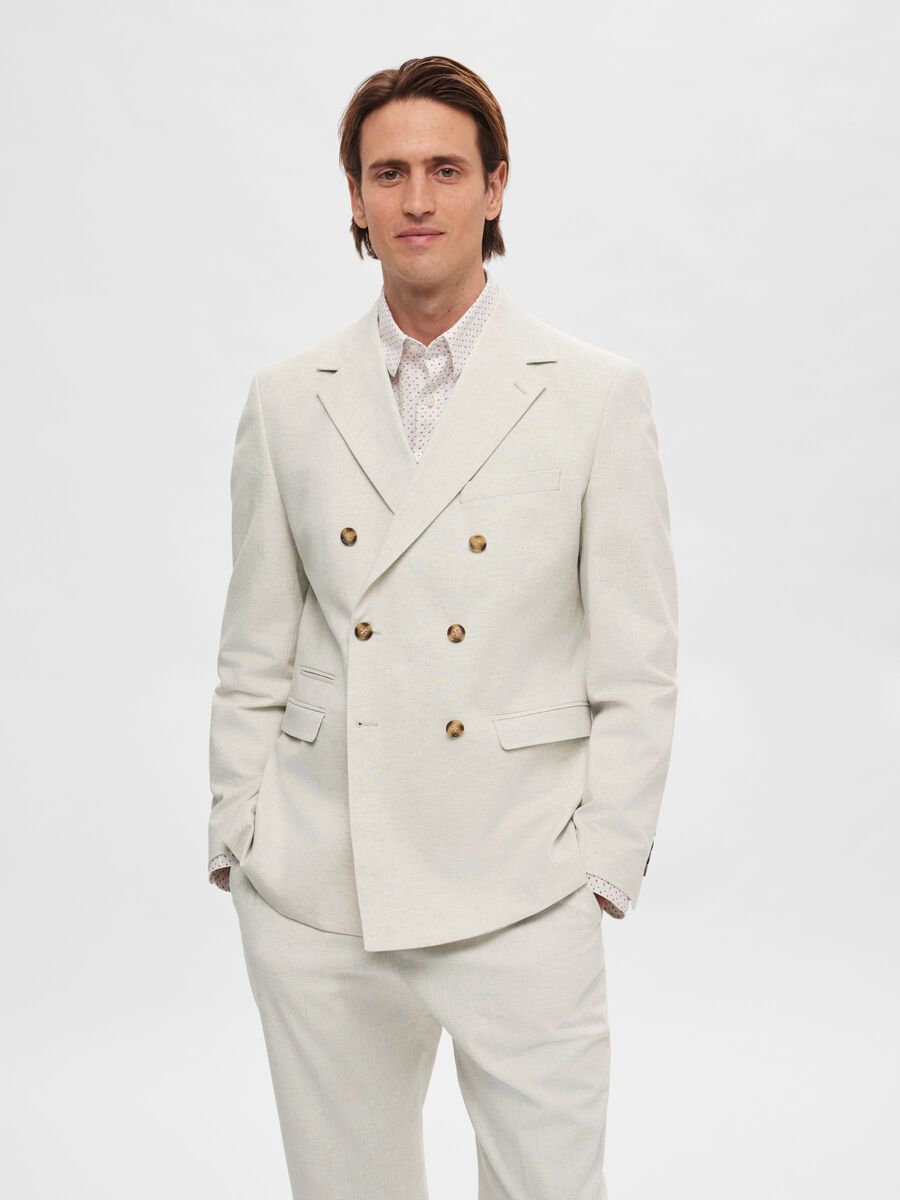 Selected SLIM FIT DOUBLE-BREASTED BLAZER, Bone White, highres - 16090685_BoneWhite_003.jpg