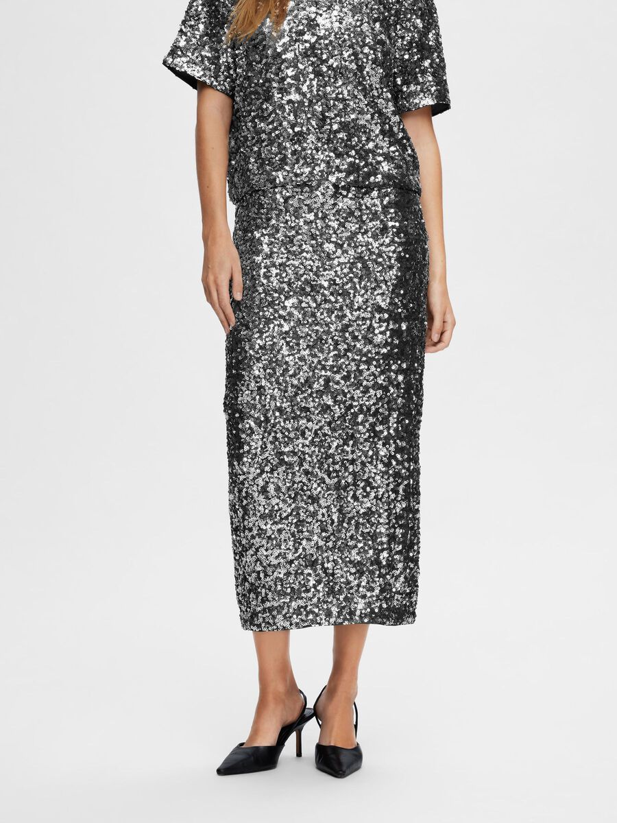 Selected SEQUIN MIDI SKIRT, Silver, highres - 16094371_Silver_003.jpg
