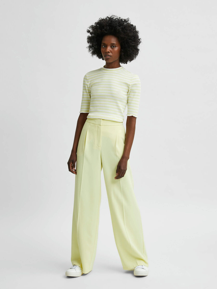 Selected MID WAIST WIDE LEG TROUSERS, Young Wheat, highres - 16071485_YoungWheat_005.jpg
