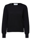 Selected BALLOON SLEEVED KNITTED PULLOVER, Black, highres - 16079848_Black_001.jpg