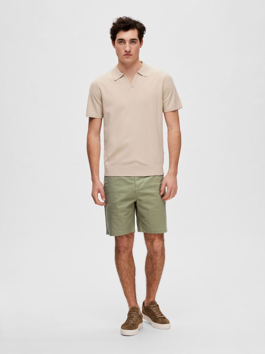 Selected KNITTED POLO SHIRT, Oatmeal, highres - 16088636_Oatmeal_005.jpg