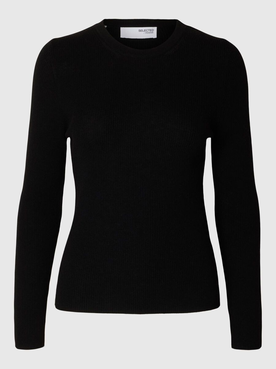 Selected WOLMIX GEBREIDE TOP, Black, highres - 16097161_Black_001.jpg