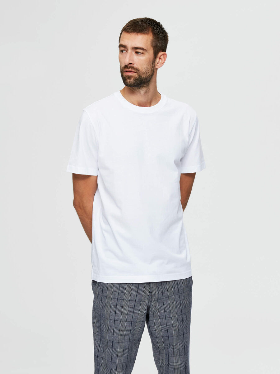 Selected DE ALGODÓN ORGÁNICO COMPACTO 180G - CAMISETA, Bright White, highres - 16077365_BrightWhite_003.jpg