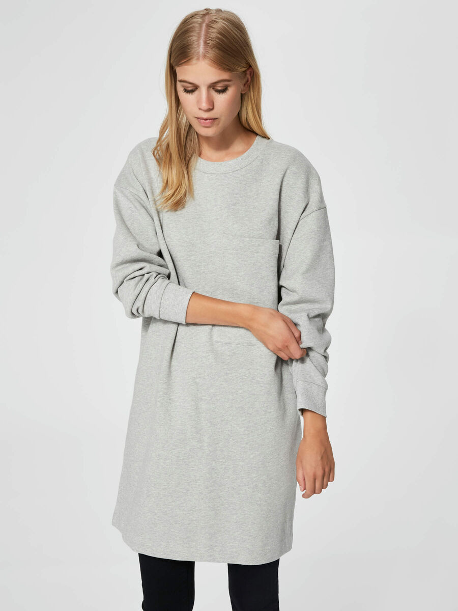 Selected DÉCONTRACTÉE - ROBE EN MOLLETON, Light Grey Melange, highres - 16063160_LightGreyMelange_003.jpg