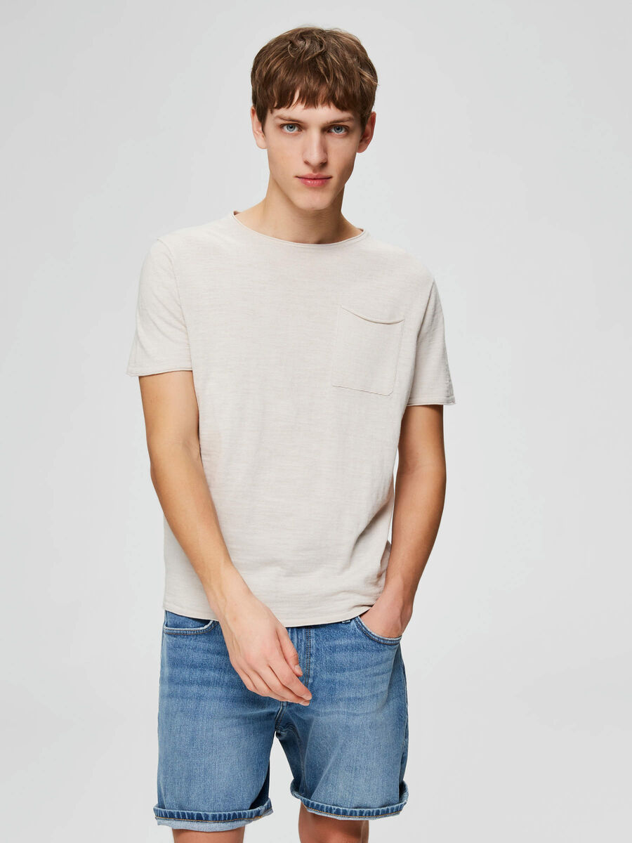 Selected CREW NECK - T-SKJORTE, Off. White Melange, highres - 16072503_OffWhiteMelange_003.jpg