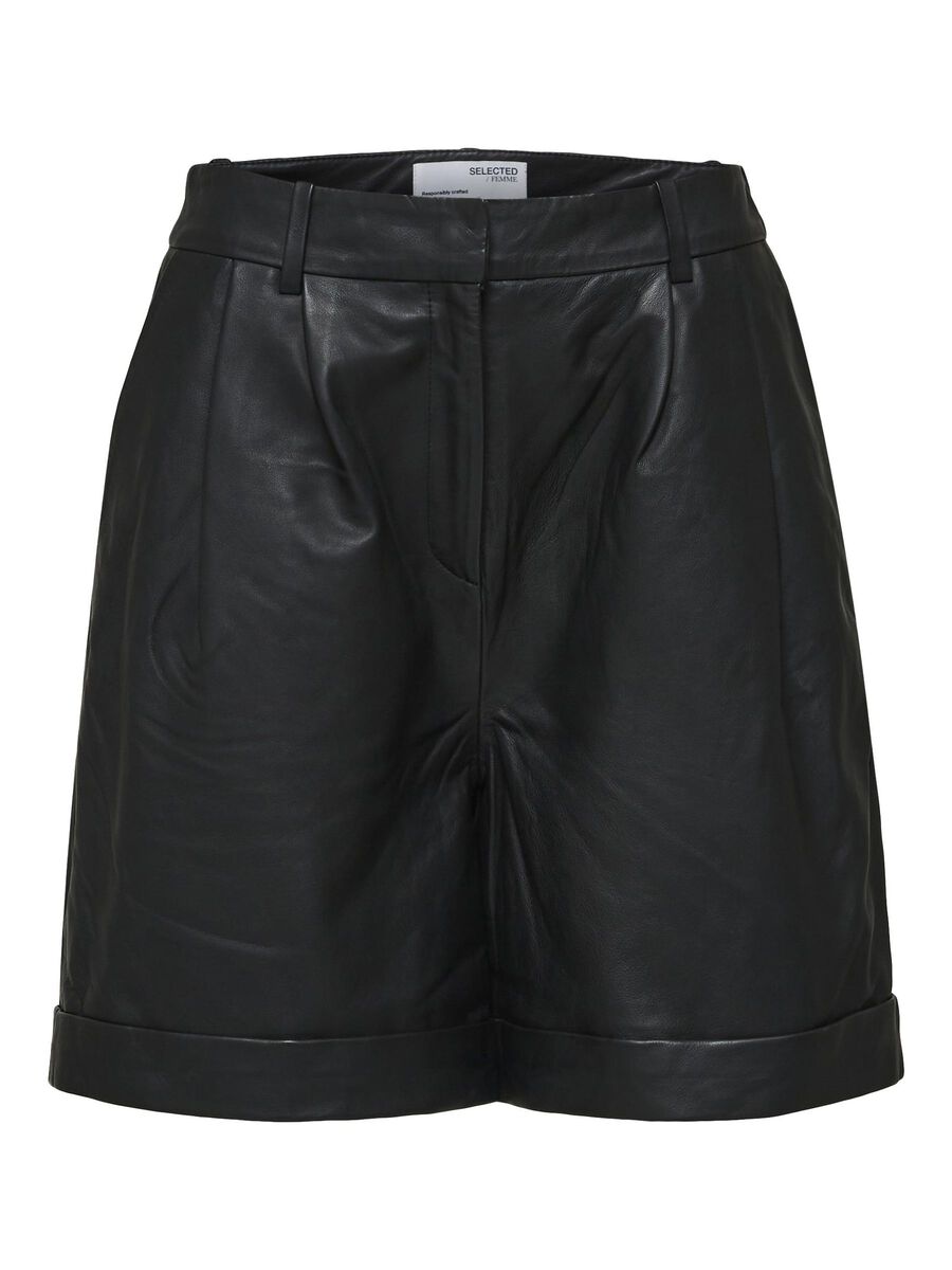 Selected WEIT LAMMLEDER SHORTS, Black, highres - 16078918_Black_001.jpg