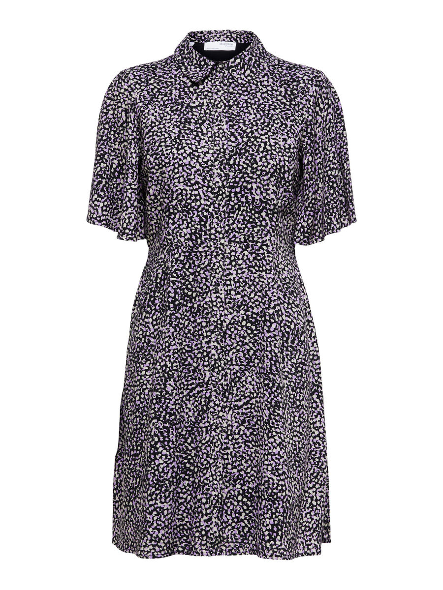 Selected PRINTED CURVE SHIRT DRESS, Black, highres - 16086592_Black_966824_001.jpg