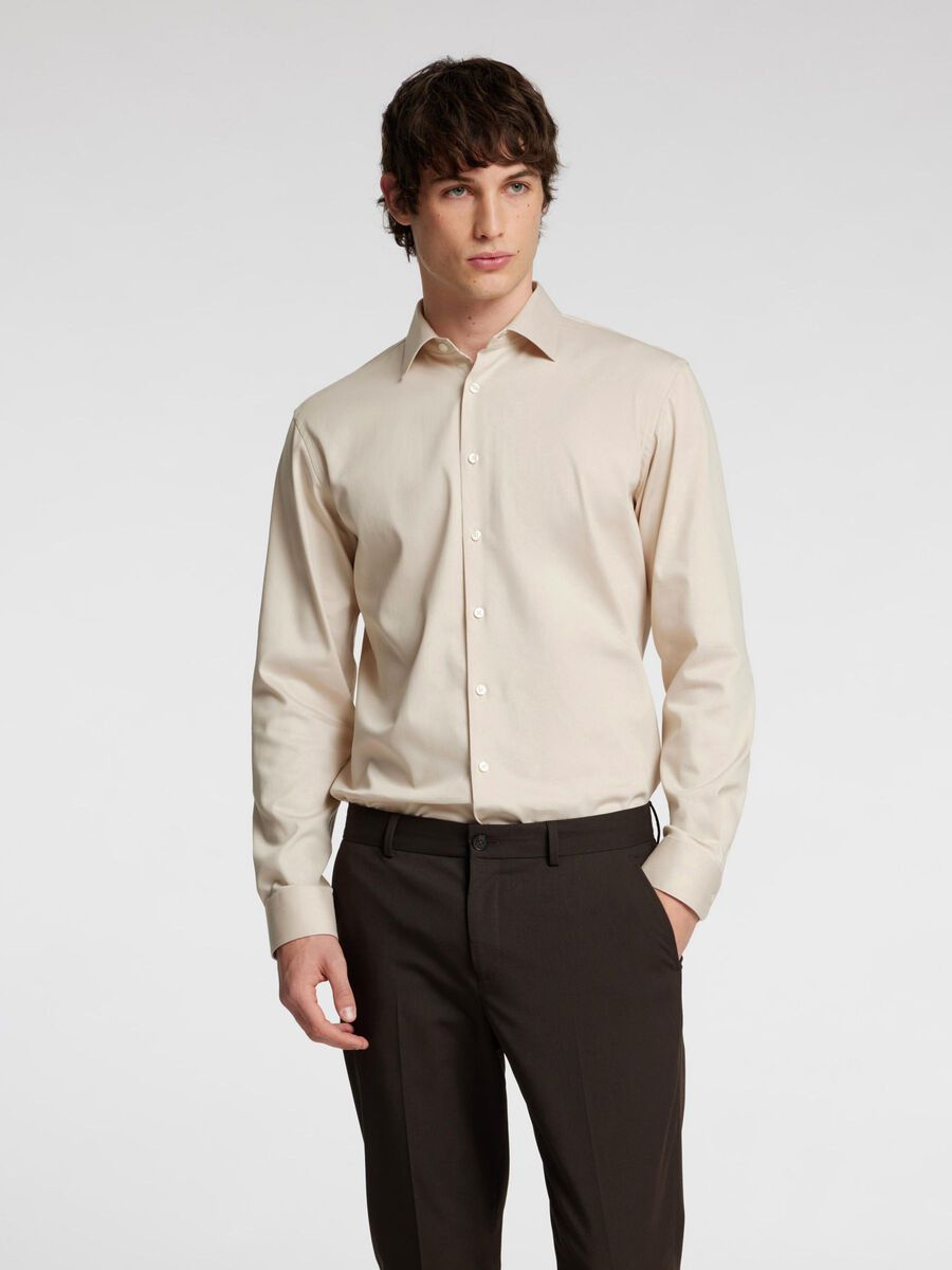 Selected SLIM FIT STRETCH SHIRT, Oatmeal, highres - 16092939_Oatmeal_1151872_003.jpg