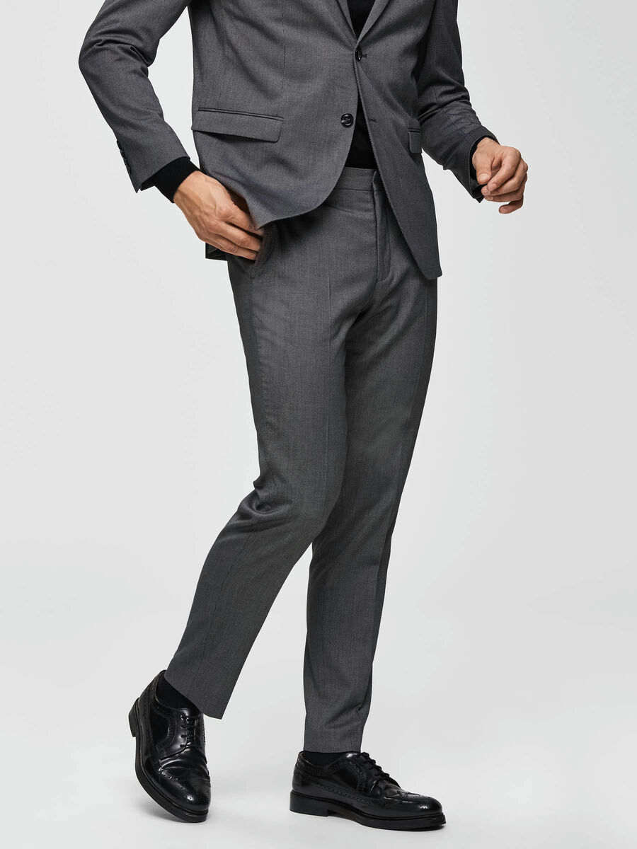 Selected COUPE SLIM - PANTALON DE COSTUME, Dark Grey Melange, highres - 16069323_DarkGreyMelange_003.jpg