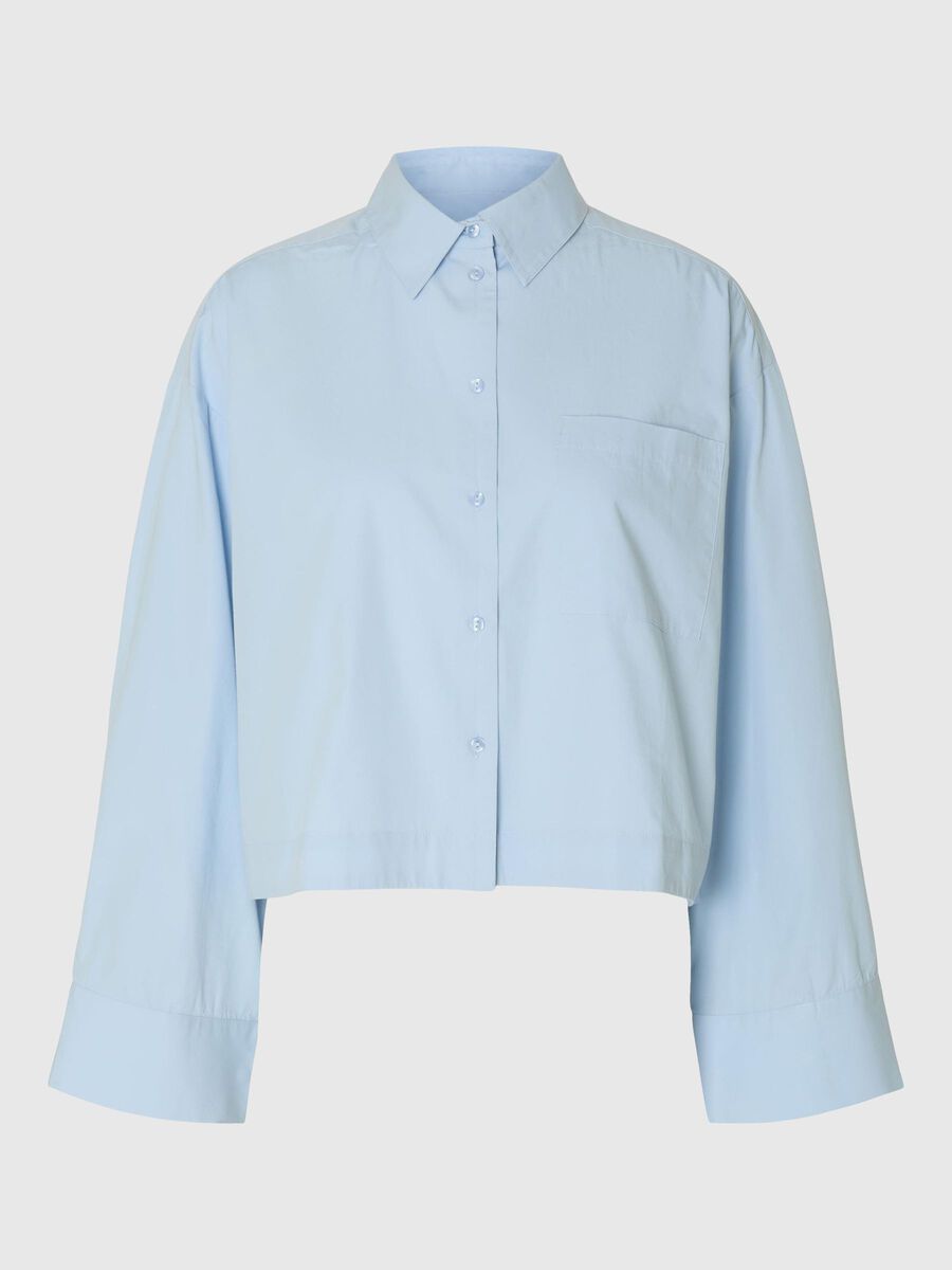 Selected BOXY FIT CROPPED SHIRT, Cashmere Blue, highres - 16097269_CashmereBlue_001.jpg