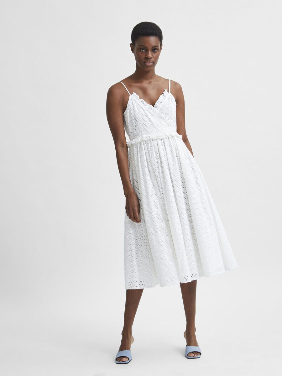 Selected ORGANIC COTTON BRODERIE ANGLAISE STRAP DRESS, Snow White, highres - 16079090_SnowWhite_005.jpg